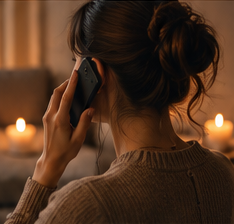 Femme de dos qui passe un appel